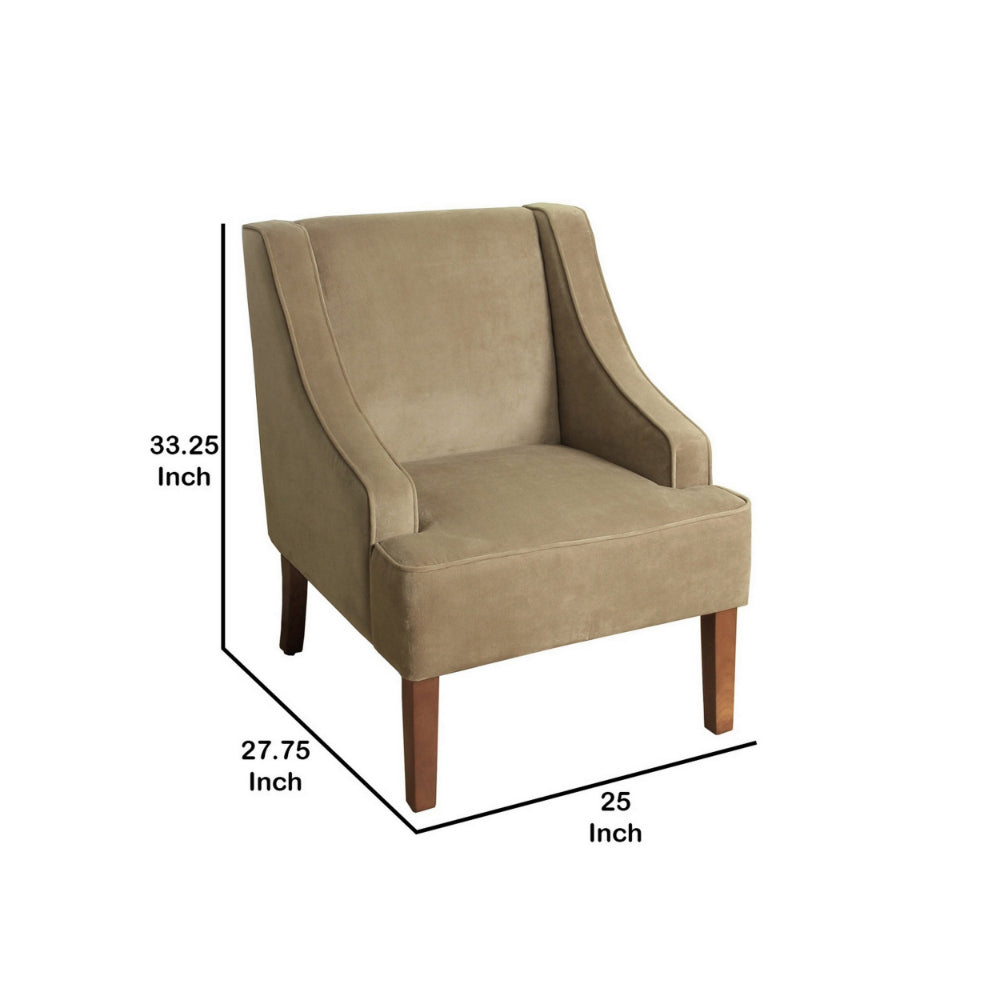 Fabric Upholstered Wooden Accent Chair with Swooping Arms Brown - K6499-B117 By Casagear Home KFN-K6499-B117