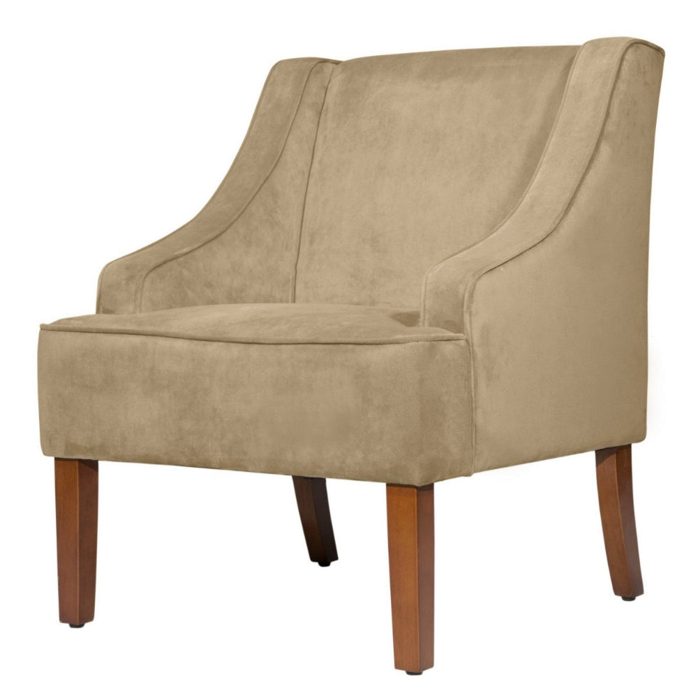 Fabric Upholstered Wooden Accent Chair with Swooping Arms Brown - K6499-B117 By Casagear Home KFN-K6499-B117