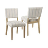 Wooden Dining Chair with Striped Pattern Fabric Cushioned Seat Blue and White Set of Two - K6757-F2352 By Casagear Home KFN-K6757-F2352