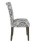 Wooden Dining Chair with Damask Print Fabric Upholstery Gray and Blue Set of Two - K6805-A750 By Casagear Home KFN-K6805-A750