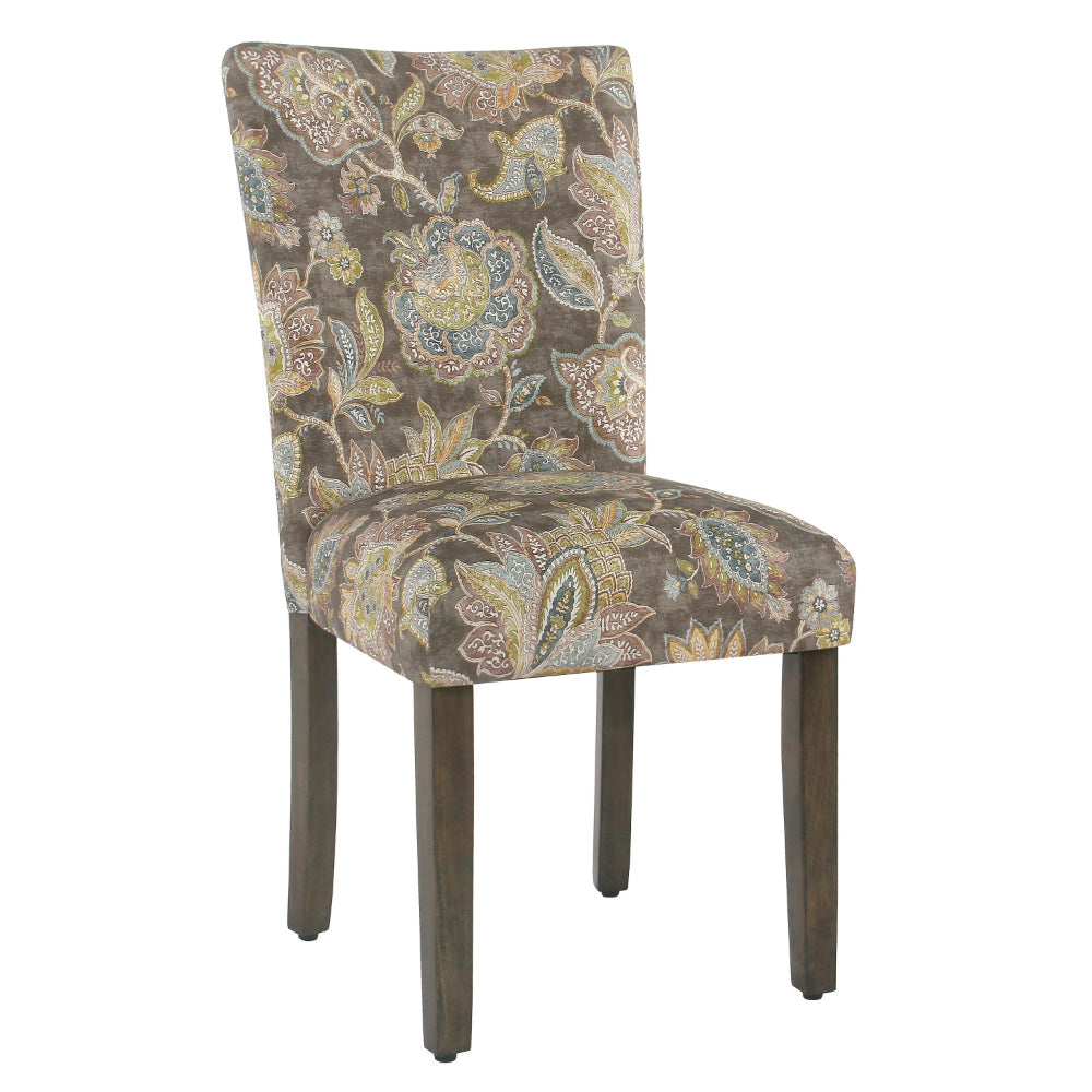 Floral Print Fabric Upholstered Parsons Chair with Wooden Legs Multicolor Set of Two - K6805-A824 By Casagear Home KFN-K6805-A824