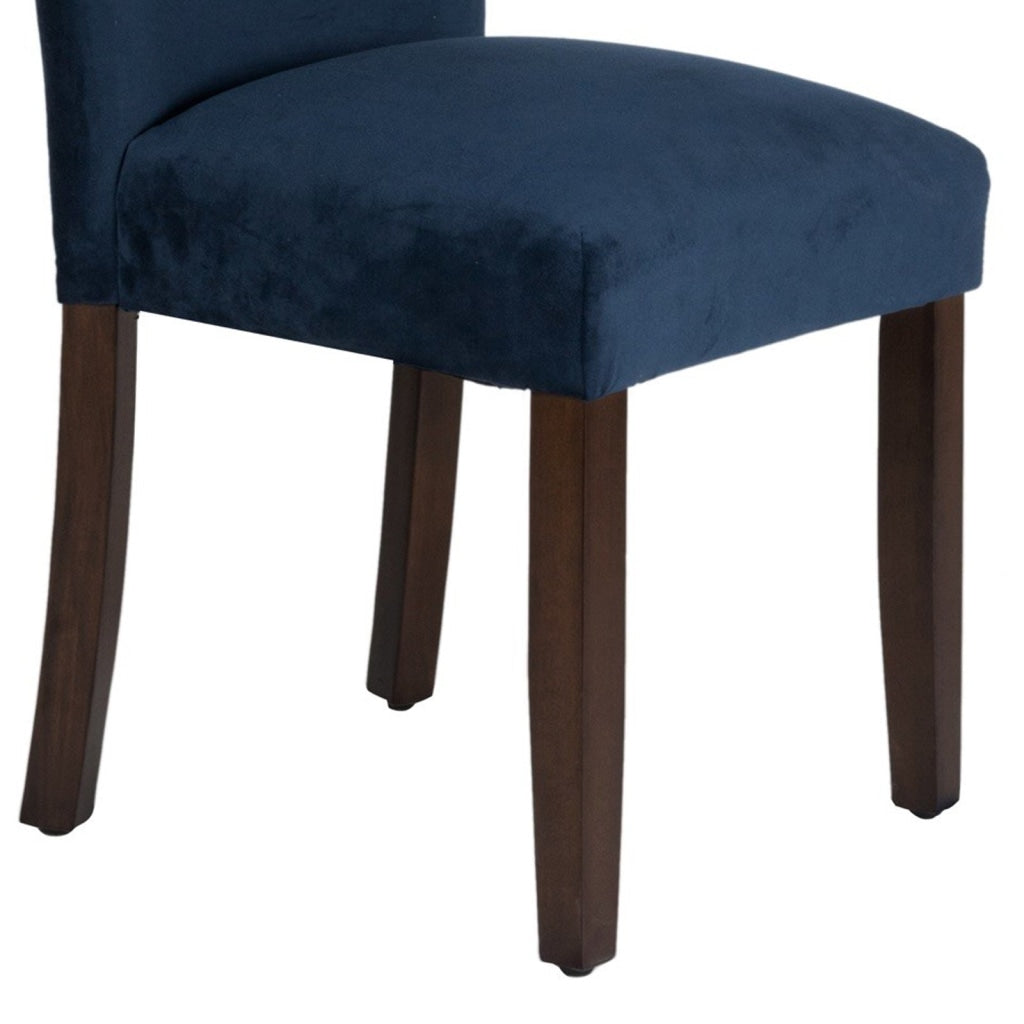 Velvet Upholstered Parsons Dining Chair with Wooden Legs Navy Blue and Brown Set of Two - K6805-B215 By Casagear Home KFN-K6805-B215