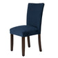 Velvet Upholstered Parsons Dining Chair with Wooden Legs Navy Blue and Brown Set of Two - K6805-B215 By Casagear Home KFN-K6805-B215