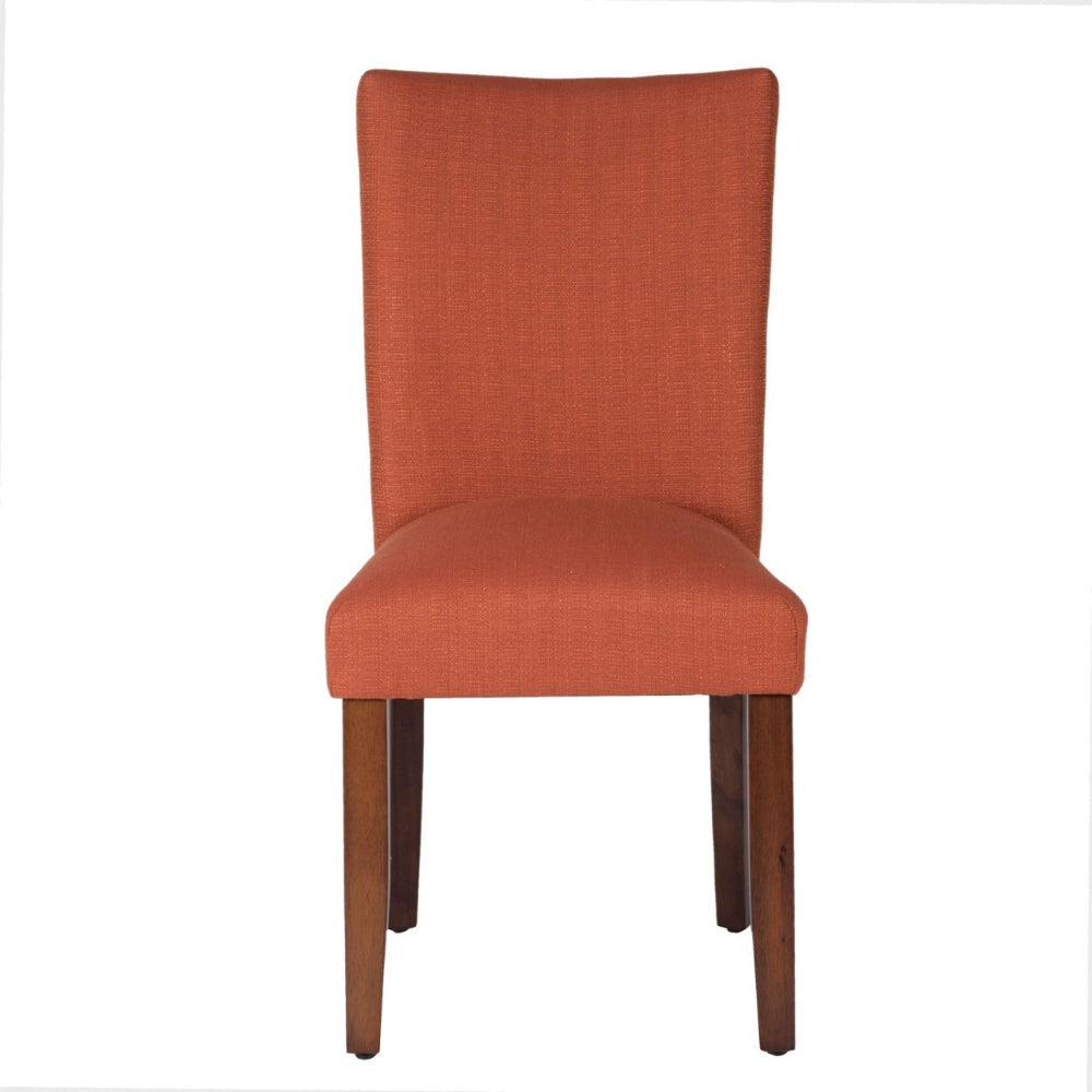 Fabric Upholstered Wooden Armless Parson Dining Chair Orange and Brown - K6805-F2039 By Casagear Home KFN-K6805-F2039