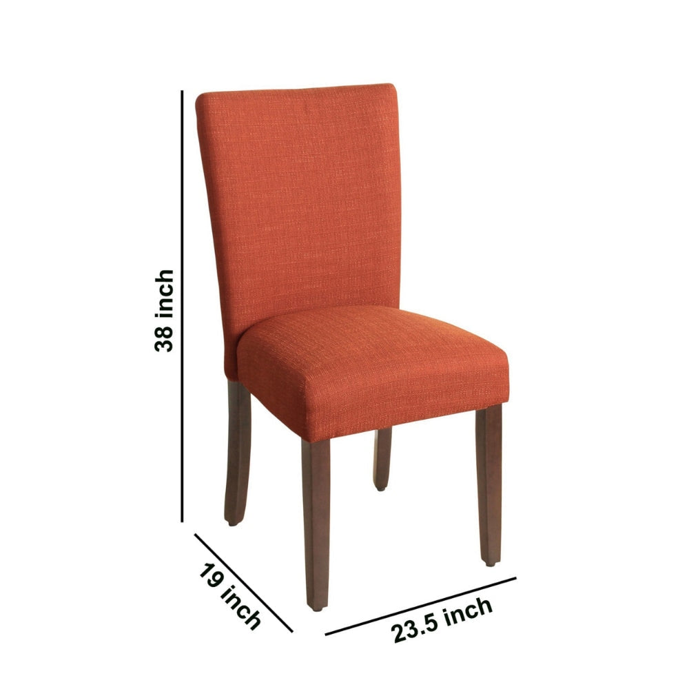 Fabric Upholstered Wooden Armless Parson Dining Chair Orange and Brown - K6805-F2039 By Casagear Home KFN-K6805-F2039