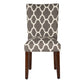 Wooden Parson Dining Chair with Quatrefoil Pattern Fabric Upholstery Gray and White Set of Two - K6805-F2052 By Casagear Home