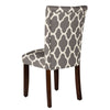 Wooden Parson Dining Chair with Quatrefoil Pattern Fabric Upholstery Gray and White Set of Two - K6805-F2052 By Casagear Home