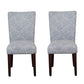 Wooden Parson Dining Chairs with Floral Patterned Fabric Upholstery, Blue and White, Set of Two - K6805-F2059 By Casagear Home