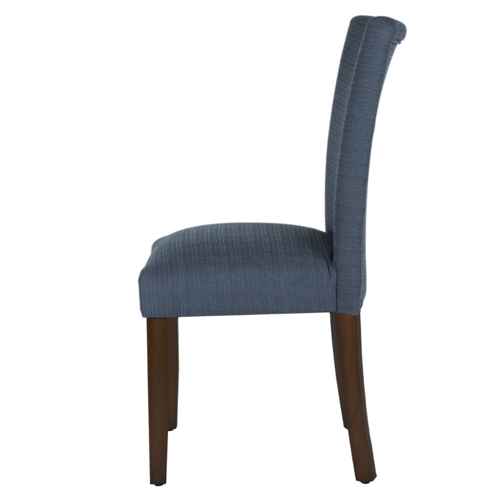 Fabric Upholstered Wooden Parson Dining Chair with Splayed Back Navy Blue and Brown - K6805-F2088 By Casagear Home KFN-K6805-F2088