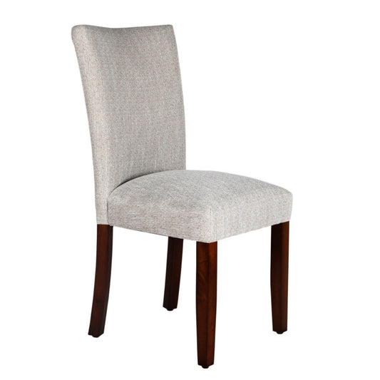 Fabric Upholstered Wooden Parson Dining Chair with Splayed Back, Light Gray and Brown - K6805-F2093 By Casagear Home