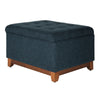 Textured Fabric Upholstered Wooden Ottoman With Button Tufted Top, Blue and Brown - K6813-F1570 By Casagear Home