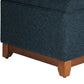 Textured Fabric Upholstered Wooden Ottoman With Button Tufted Top Blue and Brown - K6813-F1570 By Casagear Home KFN-K6813-F1570