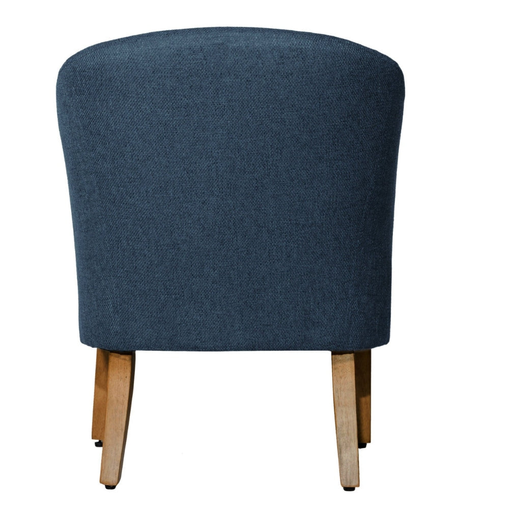 Fabric Upholstered Wooden Accent Chair with Curved Back Blue and Brown - K6859-F1570 By Casagear Home KFN-K6859-F1570