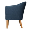 Fabric Upholstered Wooden Accent Chair with Curved Back Blue and Brown - K6859-F1570 By Casagear Home KFN-K6859-F1570