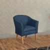 Fabric Upholstered Wooden Accent Chair with Curved Back, Blue and Brown - K6859-F1570 By Casagear Home