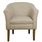 Fabric Upholstered Wooden Accent Chair with Barrel Style Back Cream and Brown - K6859-F2011 By Casagear Home KFN-K6859-F2011