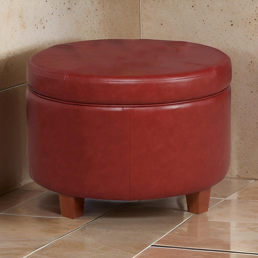 Leatherette Upholstered Wooden Ottoman with Single Button Tufted Lift Top Storage, Red, Large - K6862-E847 By Casagear Home