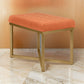 Metal Framed Bench with Button Tufted Velvet Upholstered Seat, Orange and Gold - K6958-B200 By Casagear Home