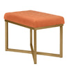 Metal Framed Bench with Button Tufted Velvet Upholstered Seat Orange and Gold - K6958-B200 By Casagear Home KFN-K6958-B200