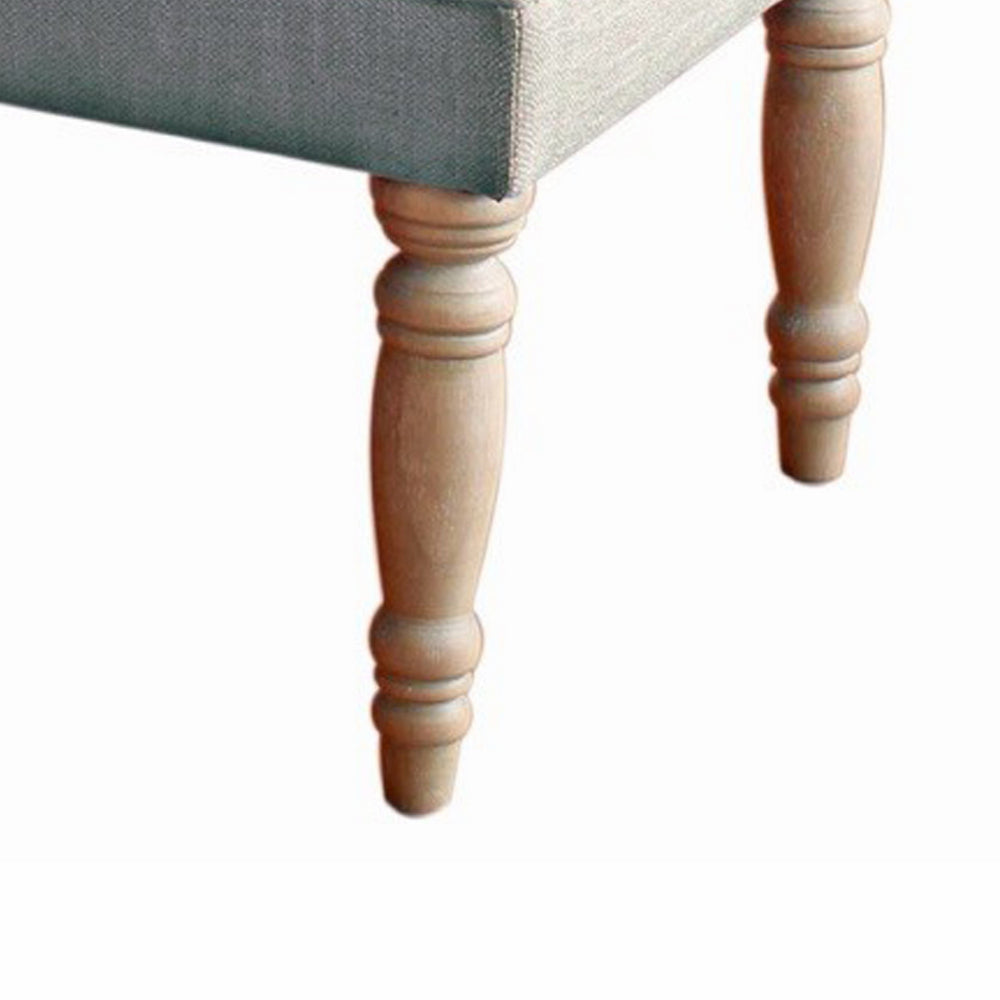 Wooden Bench with Button Tufted Fabric Upholstered Seat and Turned Legs Gray - K7052-1501-7 By Casagear Home KFN-K7052-1501-7