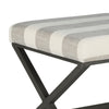 Stripe Pattern Fabric Upholstered Ottoman with X Shape Metal Legs Cream and Gray - K7401-F2060 By Casagear Home KFN-K7401-F2060