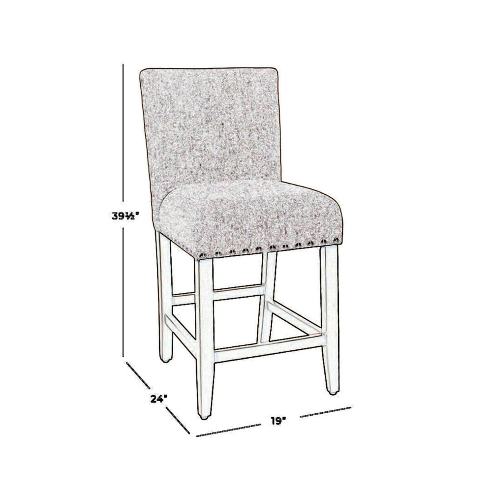 Fabric Upholstered Wooden Counter Stool with Striking Nail head Trims Gray and Brown - K7570-24-F2183 By Casagear Home KFN-K7570-24-F2183