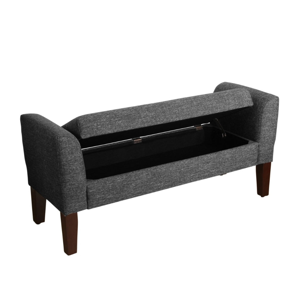 Fabric Upholstered Wooden Bench with Lift Top Storage and Tapered Feet Dark Gray - K7572-F2182 By Casagear Home KFN-K7572-F2182