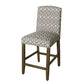 Fabric Upholstered Wooden Barstool with Trellis Pattern Cushioned Seat Multicolor - K7576-24-A769 By Casagear Home KFN-K7576-24-A769