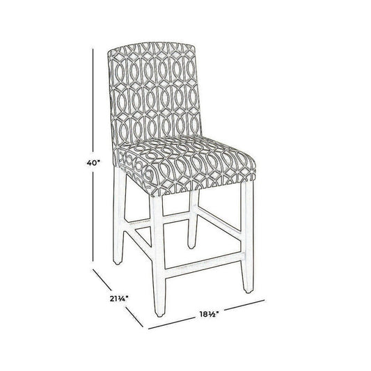 Fabric Upholstered Wooden Barstool with Trellis Pattern Cushioned Seat Multicolor - K7576-24-A769 By Casagear Home KFN-K7576-24-A769