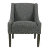 Fabric Upholstered Wooden Accent Chair with Swooping Arms and Nail Head Trim Gray and Brown - K7683-F2182 By Casagear Home KFN-K7683-F2182