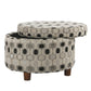 Wooden Ottoman with Geometric Patterned Fabric Upholstery and Hidden Storage Multicolor - K7703-F1147 By Casagear Home KFN-K7703-F1147