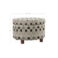 Wooden Ottoman with Geometric Patterned Fabric Upholstery and Hidden Storage Multicolor - K7703-F1147 By Casagear Home KFN-K7703-F1147