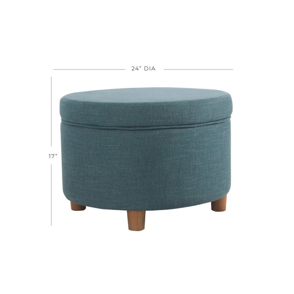 Fabric Upholstered Wooden Ottoman with Lift Off Lid Storage Teal Blue - K7703-F2273 By Casagear Home KFN-K7703-F2273