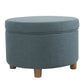 Fabric Upholstered Wooden Ottoman with Lift Off Lid Storage Teal Blue - K7703-F2273 By Casagear Home KFN-K7703-F2273