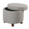 Fabric Upholstered Round Wooden Ottoman with Lift Off Lid Storage Light Gray - K7716-F2297 By Casagear Home KFN-K7716-F2297