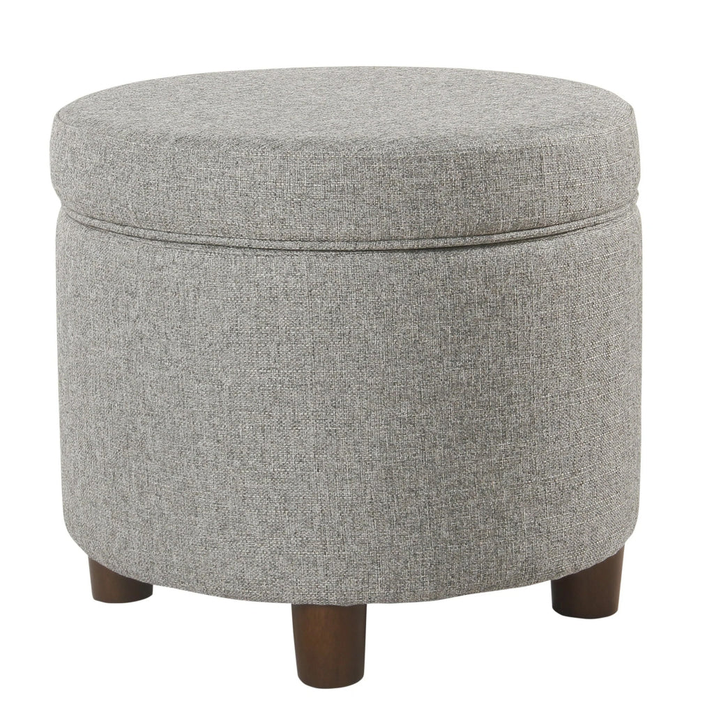 Fabric Upholstered Round Wooden Ottoman with Lift Off Lid Storage Light Gray - K7716-F2297 By Casagear Home KFN-K7716-F2297