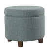 Fabric Upholstered Round Wooden Ottoman with Lift Off Lid Storage Teal Blue - K7716-F2298 By Casagear Home KFN-K7716-F2298