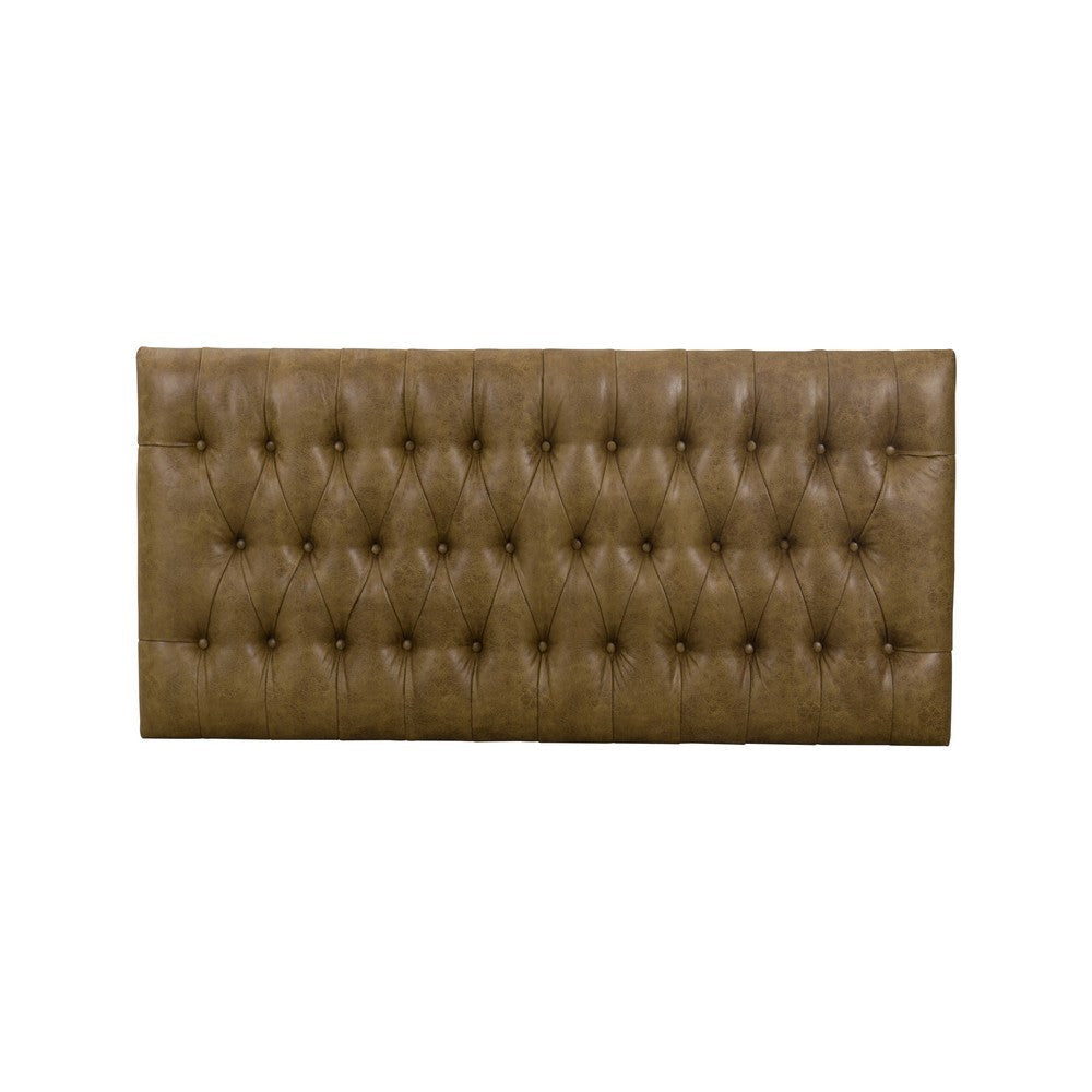 Faux Leather Upholstered Large Ottoman with Tufted Top and Metal Open Base Brown - K7802-YDQY-2 By Casagear Home KFN-K7802-YDQY-2