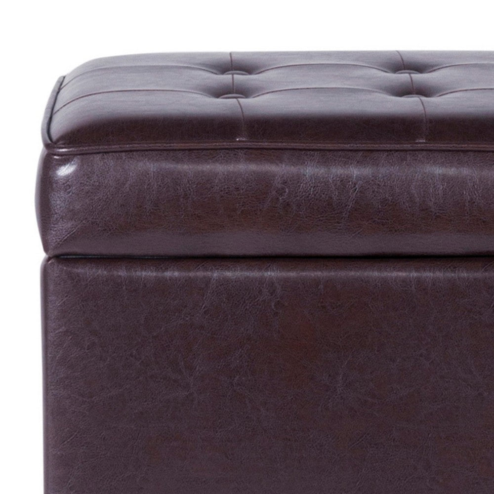 Square Shape Leatherette Upholstered Wooden Ottoman with Tufted Lift Off Lid Storage Brown - N5762-E155 By Casagear Home KFN-N5762-E155