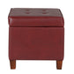 Square Shape Leatherette Upholstered Wooden Ottoman with Tufted Lift Off Lid Storage Red - N5762-E607 By Casagear Home KFN-N5762-E607