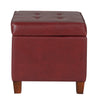 Square Shape Leatherette Upholstered Wooden Ottoman with Tufted Lift Off Lid Storage Red - N5762-E607 By Casagear Home KFN-N5762-E607