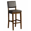 30’’ Wooden Bar Stool with Leatherette Upholstered Seat and Back Brown LHD-0211VBRN121-01-KD