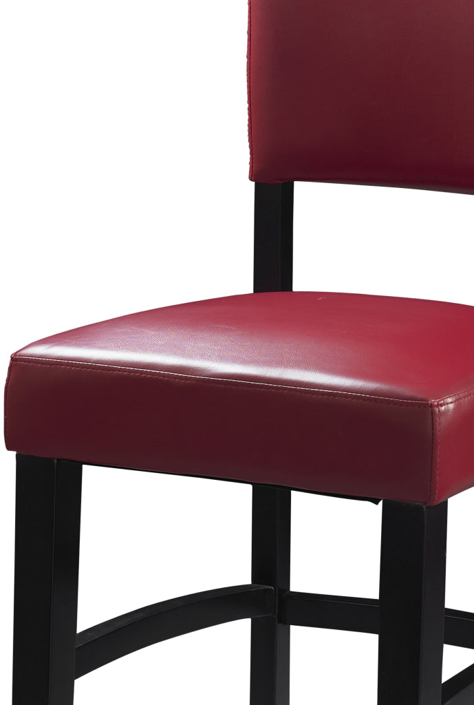 30’’ Wooden Bar Stool with Leatherette Seat and Backrest Red LHD-0218RED-01-KD-U