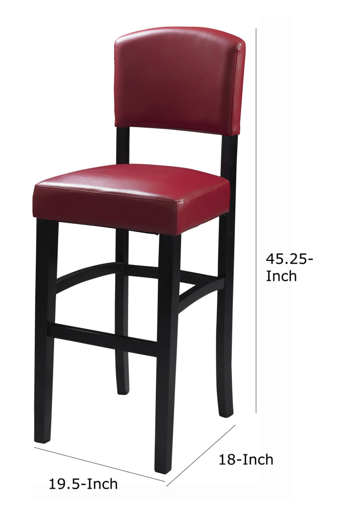 30’’ Wooden Bar Stool with Leatherette Seat and Backrest Red LHD-0218RED-01-KD-U