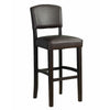 30" Wooden Bar Stool with Padded Upholstered Seat and Backrest, Brown