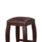 Wooden Bar Stool with Cushioned Seat and Nailhead Trim Edge Brown LHD-178205BRN01