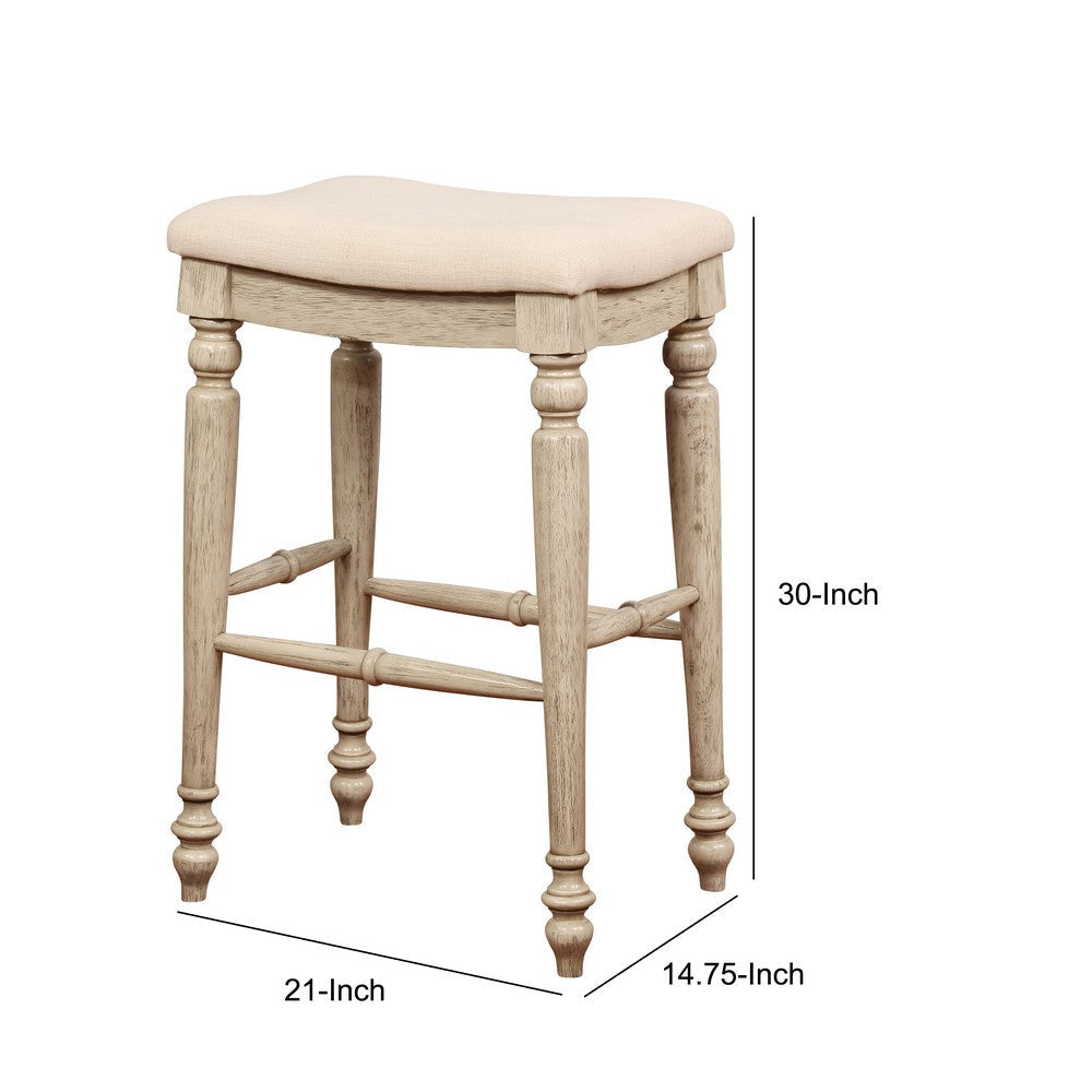 Saddle Top Wooden Bar Stool with Fabric Upholstery,Brown and Beige - BS204WWSH01U LHD-BS204WWSH01U