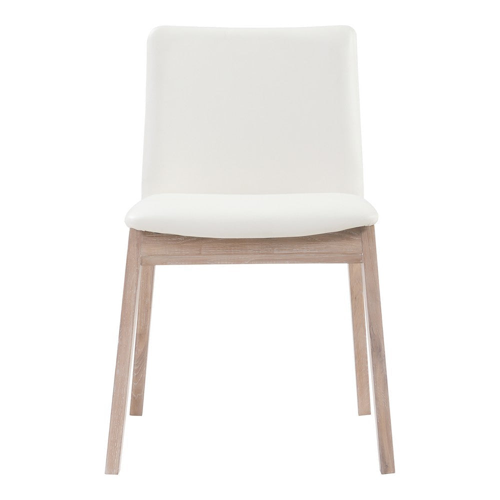 Deco Oak Dining Chair Cream White PVC - Set Of Two