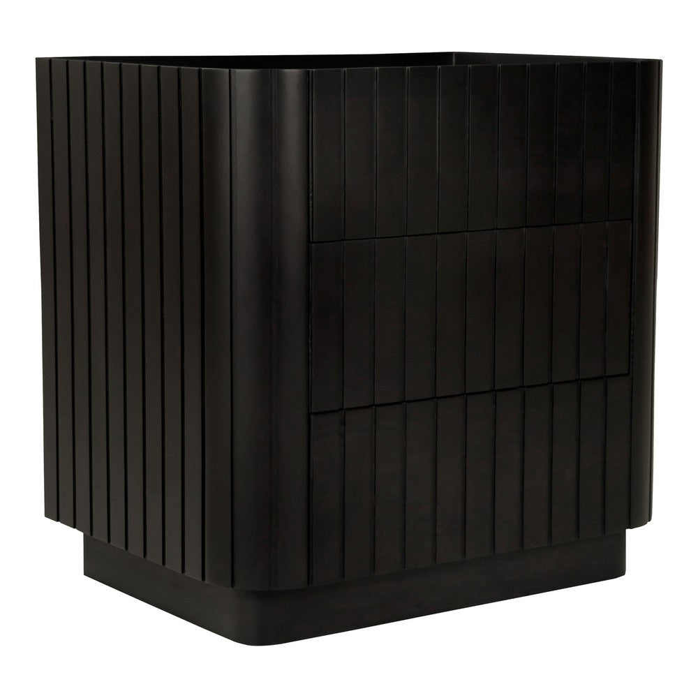 Povera 3 Drawer Nightstand Black