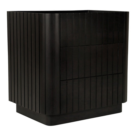 Povera 3 Drawer Nightstand Black